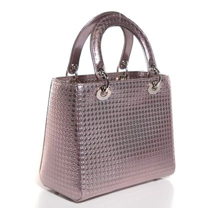 Christian Dior Metallic Patent Micro-Cannage Medium Lady Dior Pink 3 of 7