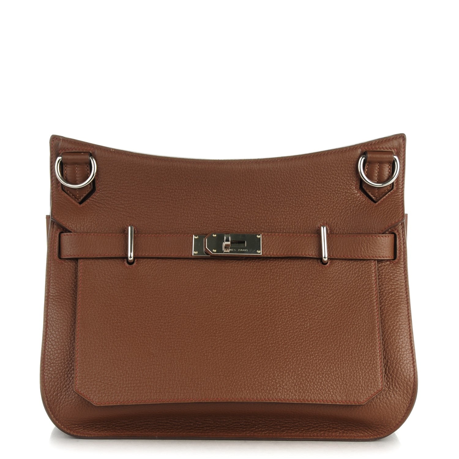 Hermes Taurillon Clemence Eclat Jypsiere 34 Marron D'Inde Rouge H 1 of 9