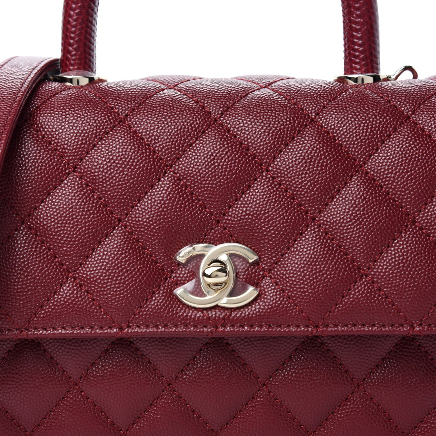 Caviar Lizard Quilted Mini Coco Handle Flap Red