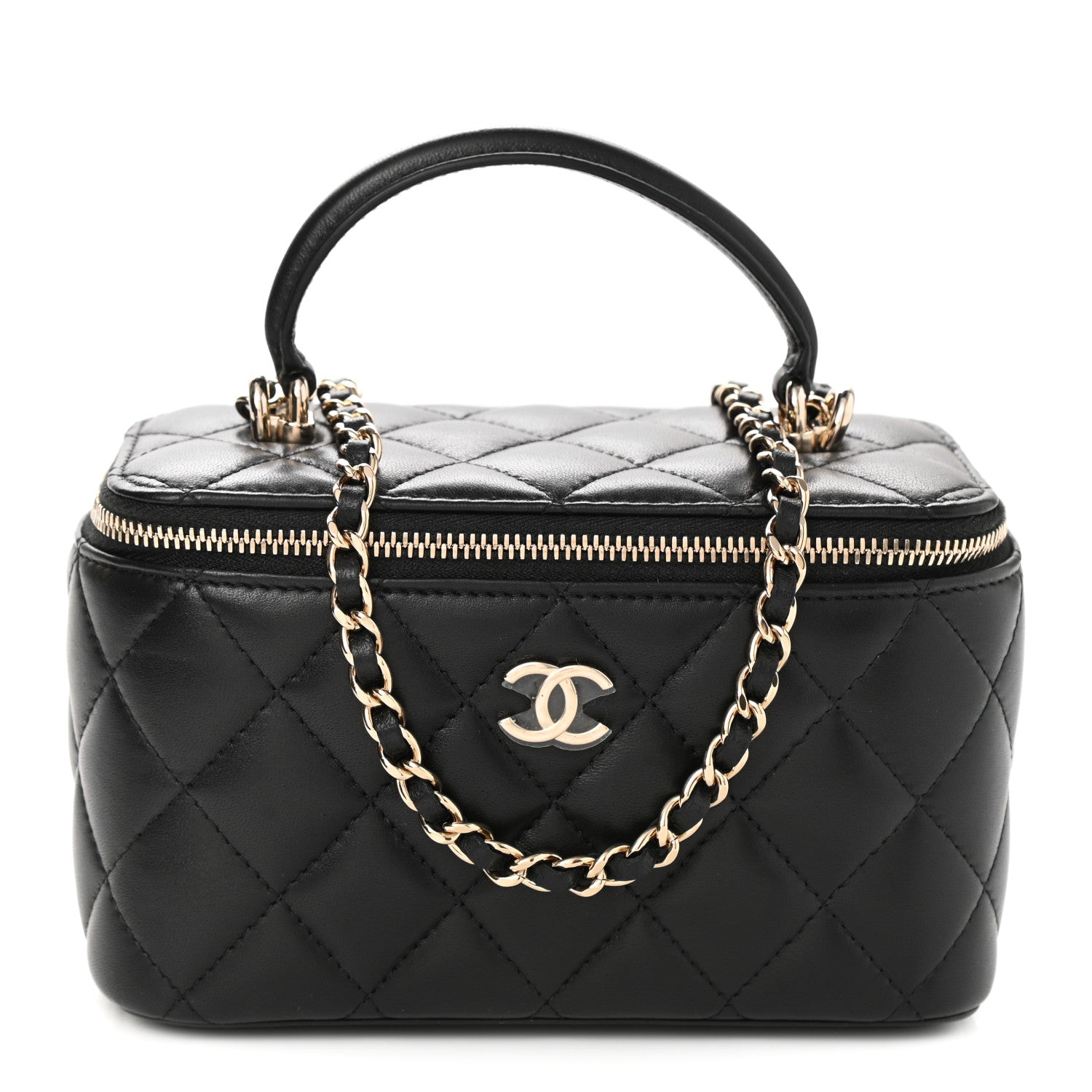 Chanel Lambskin Quilted Small Top Handle Vanity Case With Chain Black 1 of 12