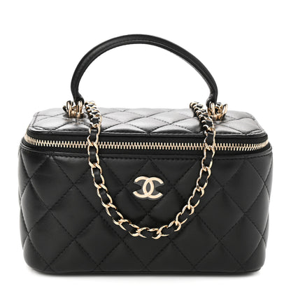 Chanel Lambskin Quilted Small Top Handle Vanity Case With Chain Black 1 of 12
