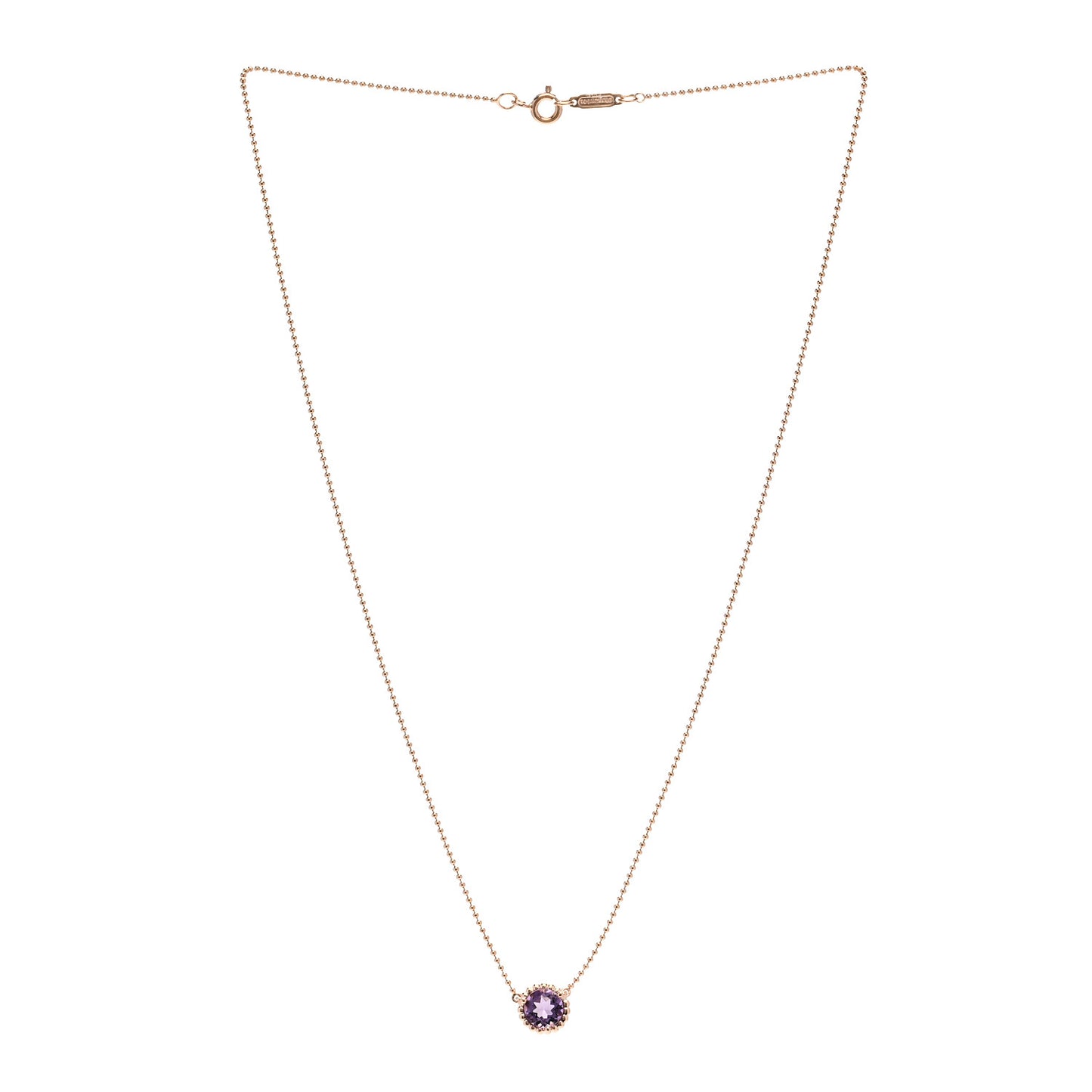 18K Rose Gold Amethyst Sparklers Octagonal Pendant Necklace