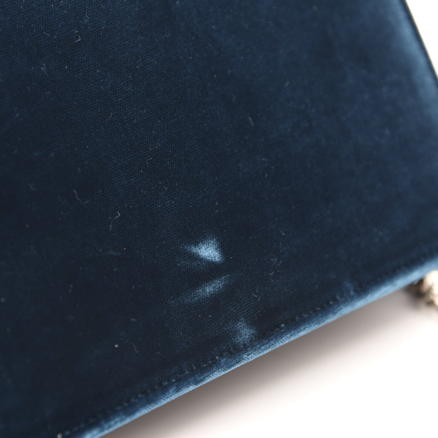 Saint Laurent Velvet Crystal Monogram Kate Tassel Chain Wallet Blue 11 of 12