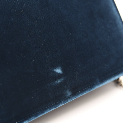 Saint Laurent Velvet Crystal Monogram Kate Tassel Chain Wallet Blue 11 of 12