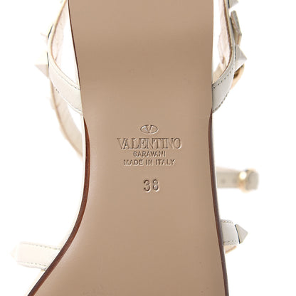 Valentino Garavani Calfskin Lacquered Monochrome Rockstud Gladiator Flat Sandals 38 Ivory 6 of 9
