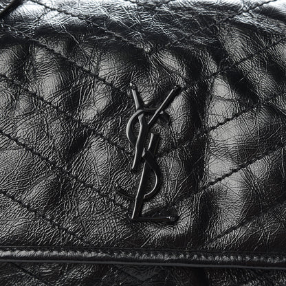 Saint Laurent Crinkled Calfskin Matelasse Monogram Medium Niki Chain Satchel Black 9 of 11
