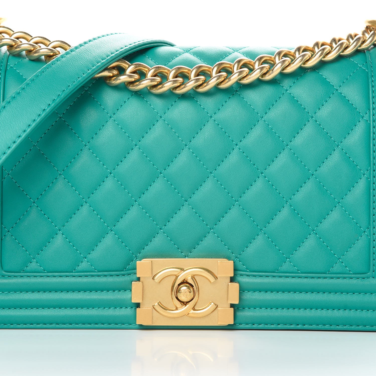 Chanel Calfskin Quilted Medium Boy Flap Turquoise 8 of 12