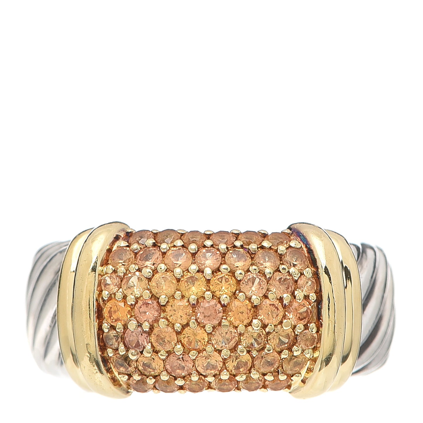 Sterling Silver 18K Yellow Gold Yellow Sapphire Metro Ring 54 7