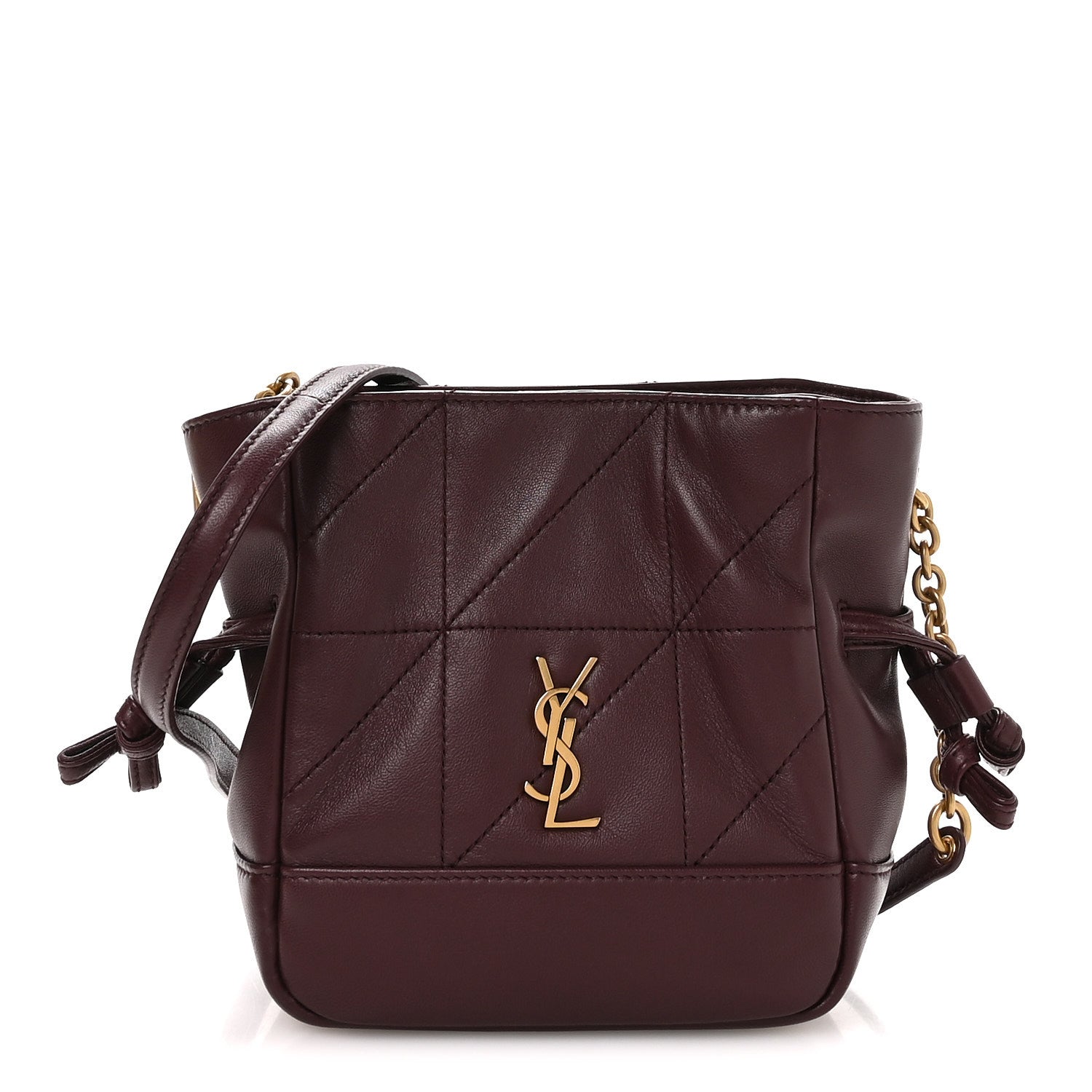 Saint Laurent Lambskin Matelasse Monogram Mini Jamie Shoulder Pouch Bag Rouge Cabernet 1 of 10
