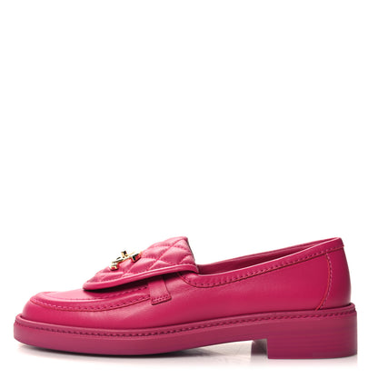 Chanel Lambskin Quilted CC Turnlock Loafers 35.5 Fuchsia 1 of 8