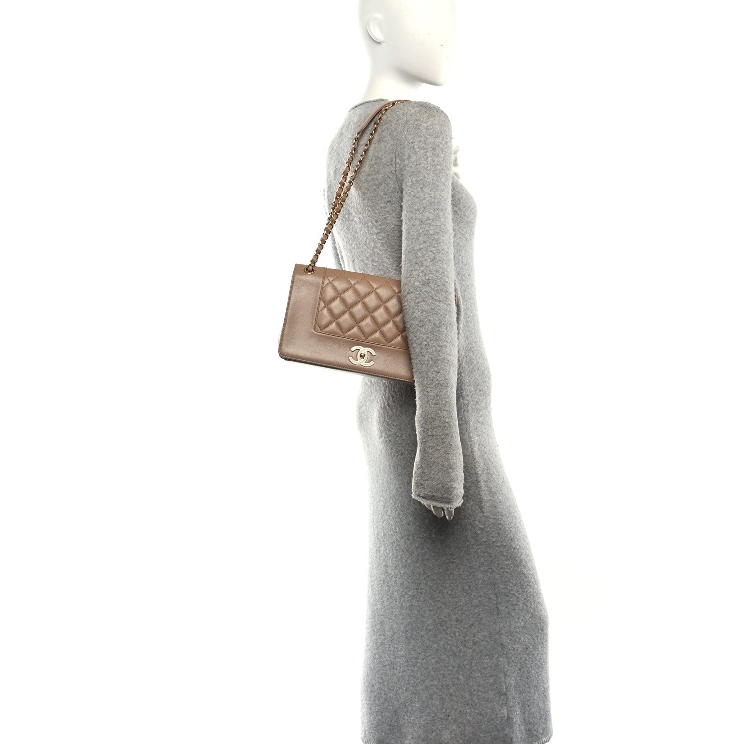Chanel Sheepskin Quilted Vintage Mademoiselle Flap Beige 2 of 11