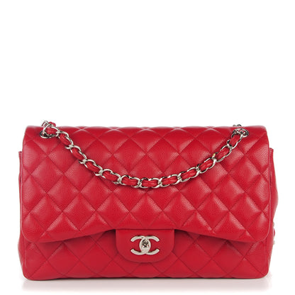 Chanel Caviar Quilted Jumbo Double Flap Red 1 of 9