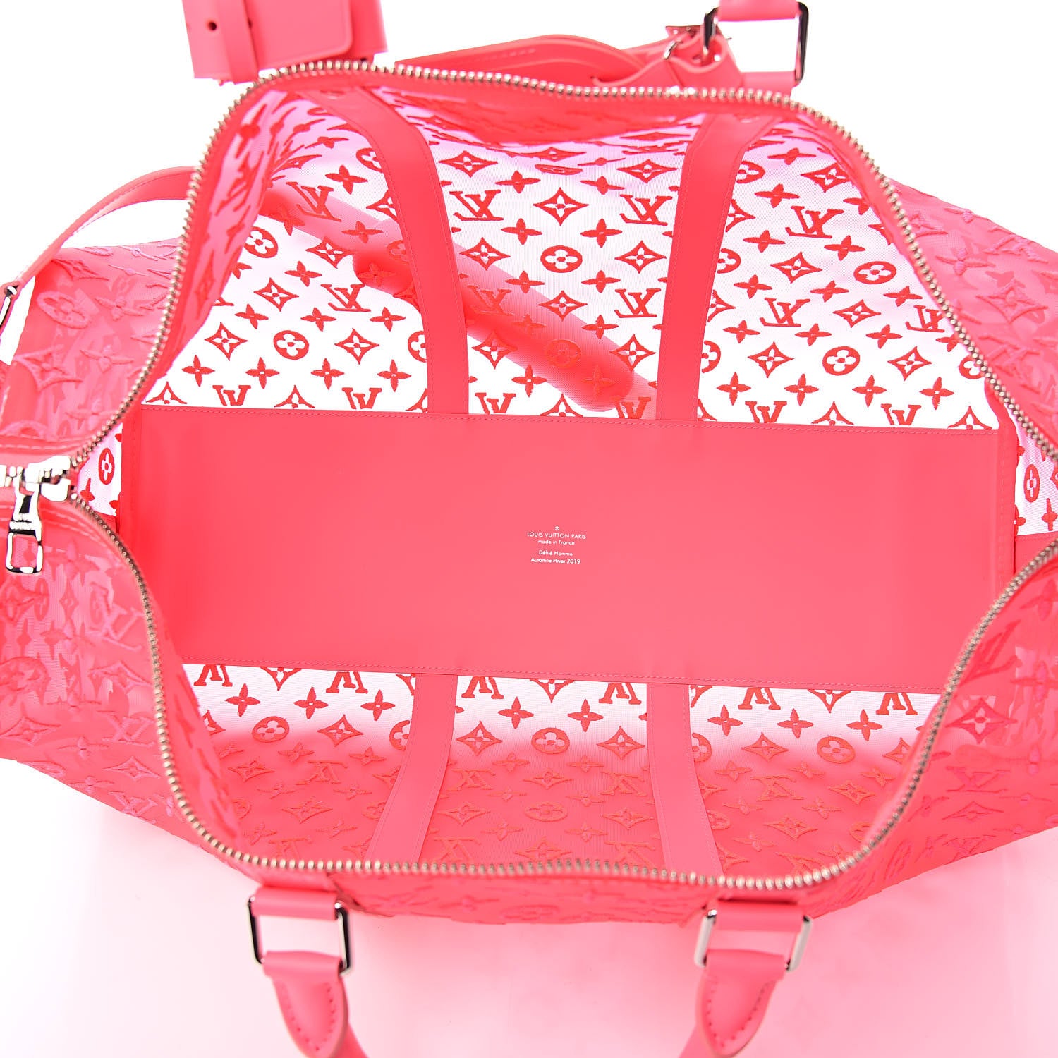 Louis Vuitton Monogram Fluo See Through Keepall Bandouliere 50 Rose 5 of 11