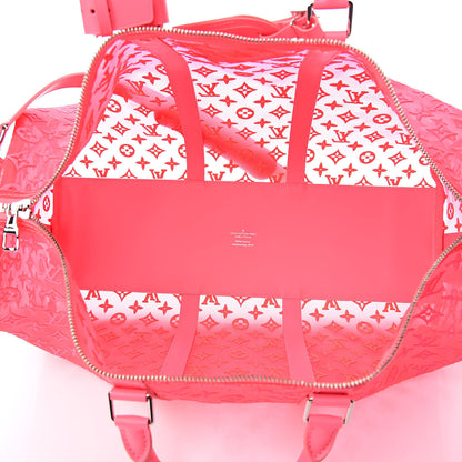Louis Vuitton Monogram Fluo See Through Keepall Bandouliere 50 Rose 5 of 11