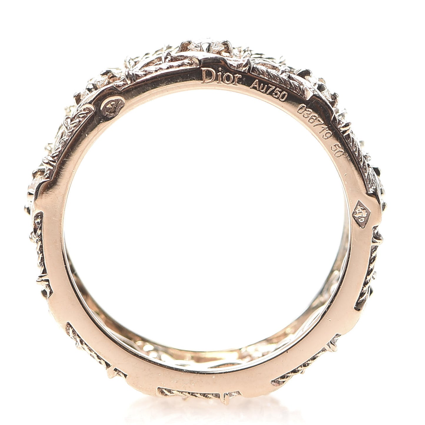 18K Rose Gold Diamond My Dior Band Ring 50 5.25