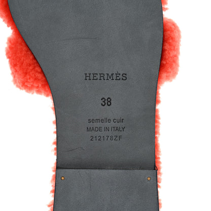 Hermes Woolskin Oran Sandals 38 Orange 6 of 11