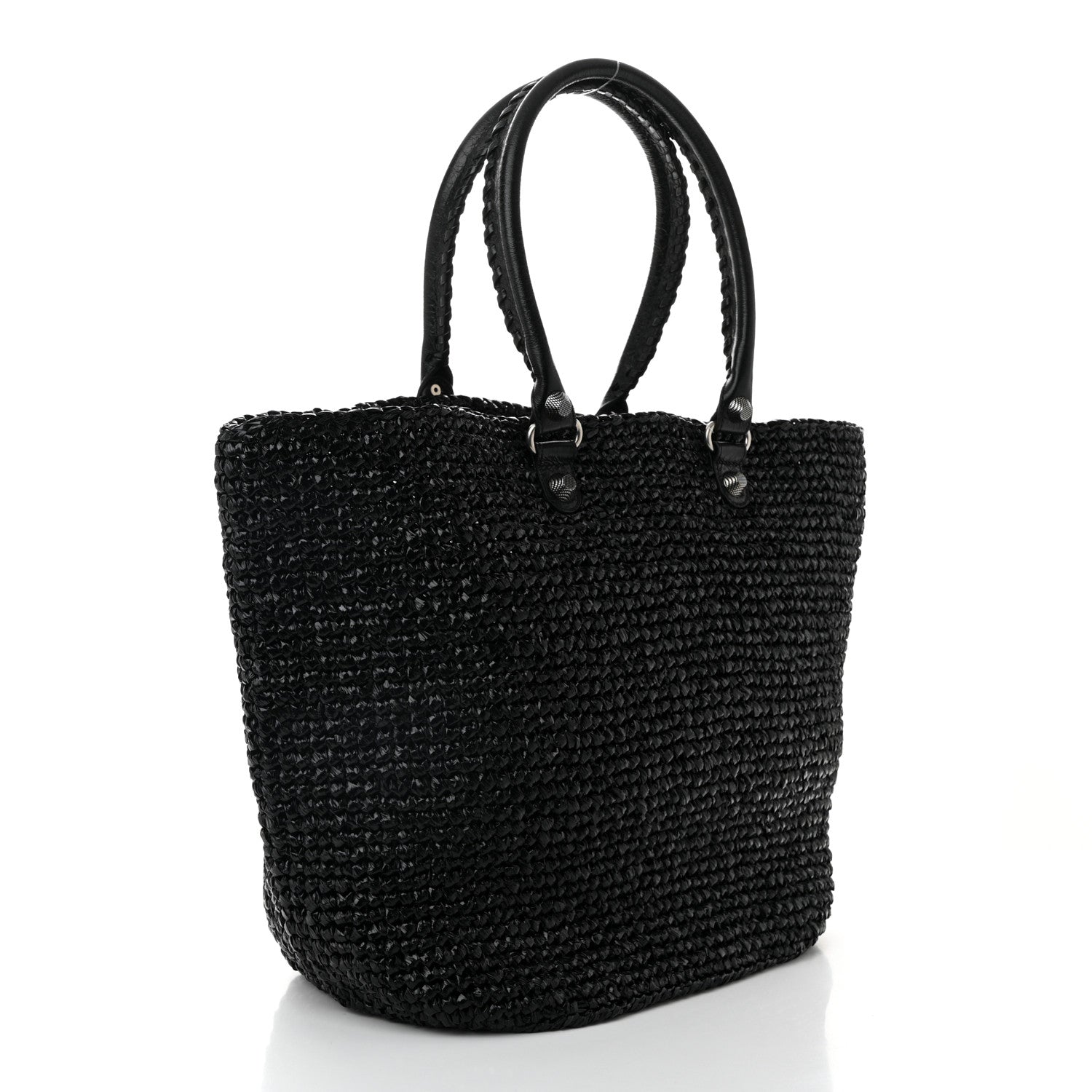Balenciaga Raffia Woven Large Le Cagole Panier Tote Black 3 of 10