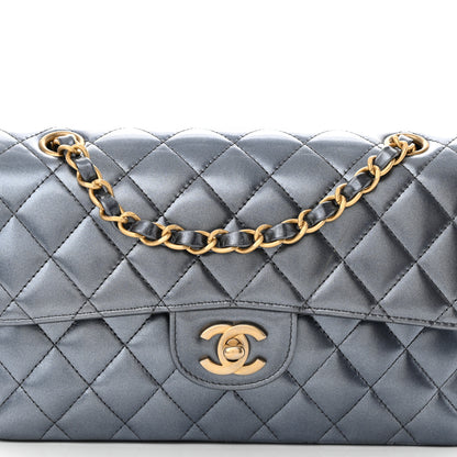 Chanel Metallic Lambskin Quilted Small Double Flap Blue 8 of 13