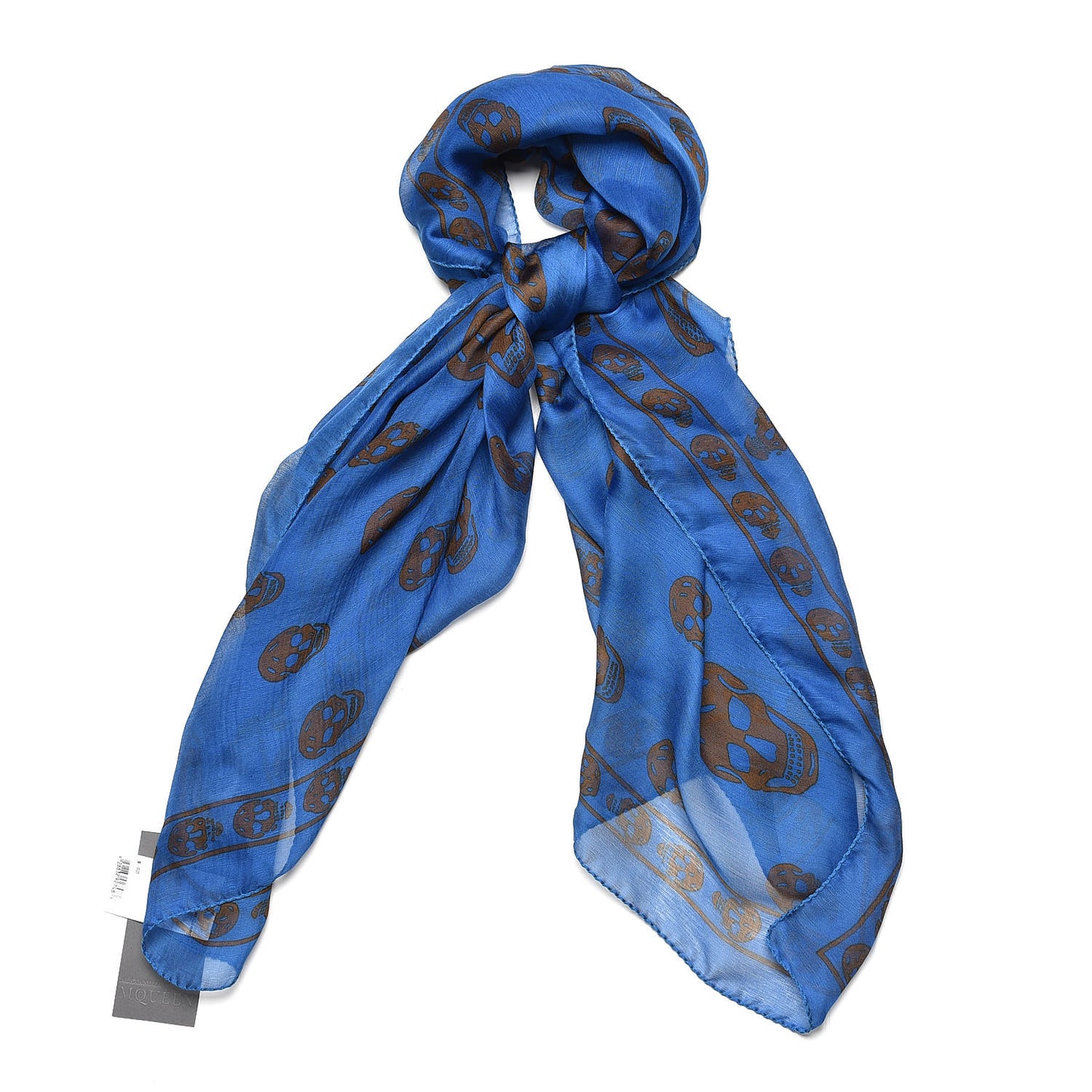 Silk Chiffon Skull Scarf Blue