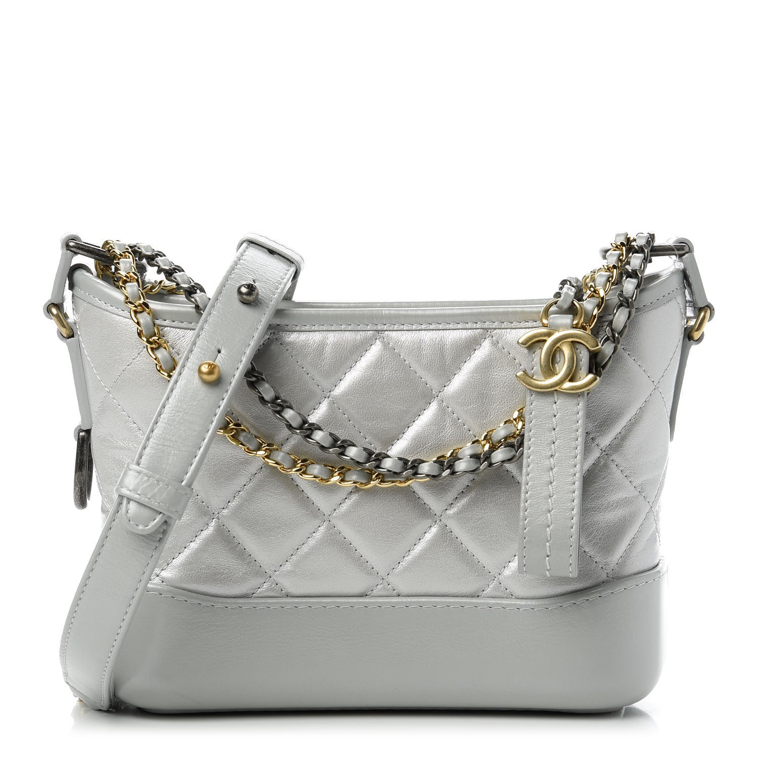Chanel Aged Calfskin Quilted Small Gabrielle Hobo Grey 1 of 11