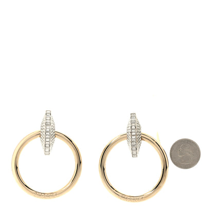 Chanel Baguette Crystal Hoop Clip On Earrings Gold 2 of 5