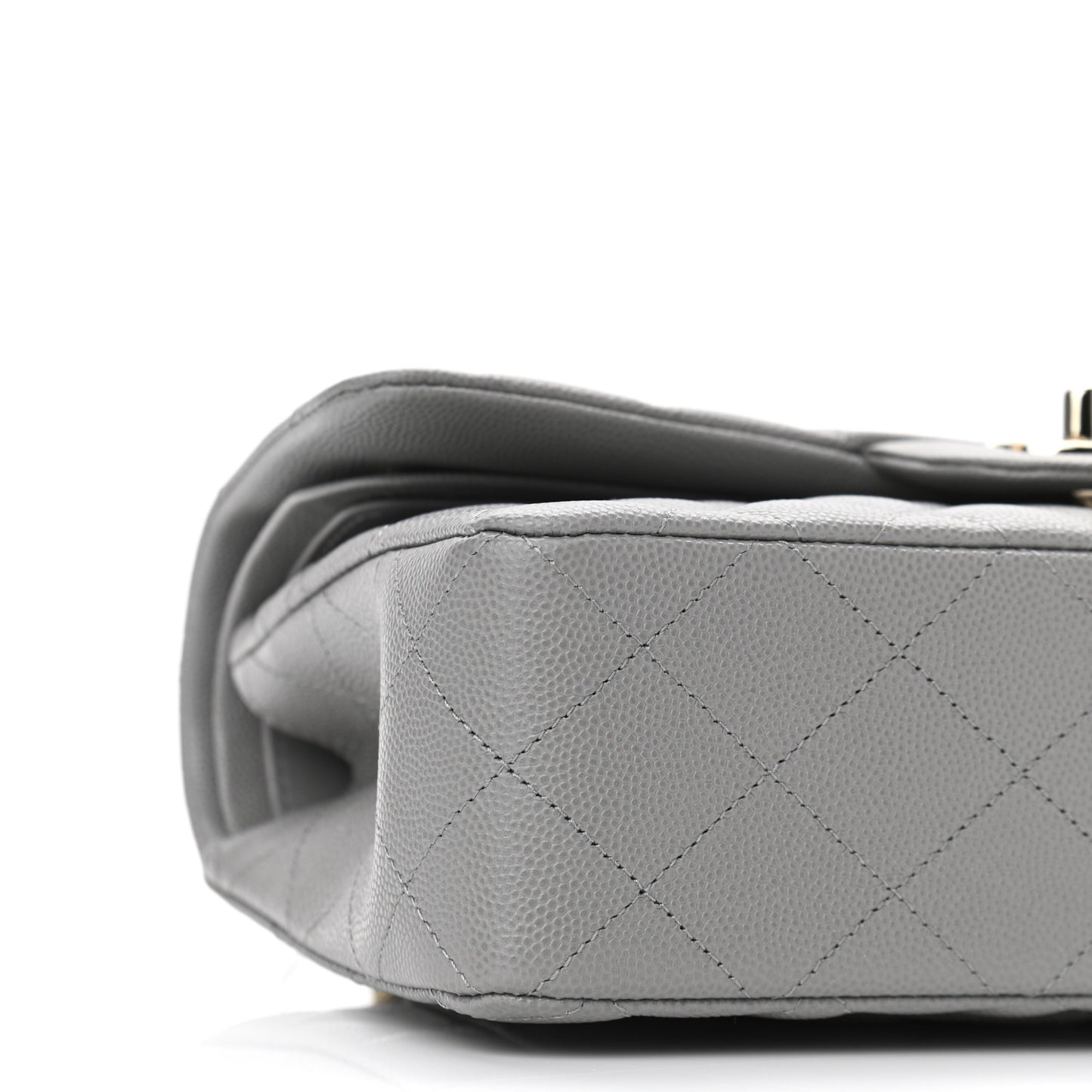 Caviar Quilted Small Double Flap Grey