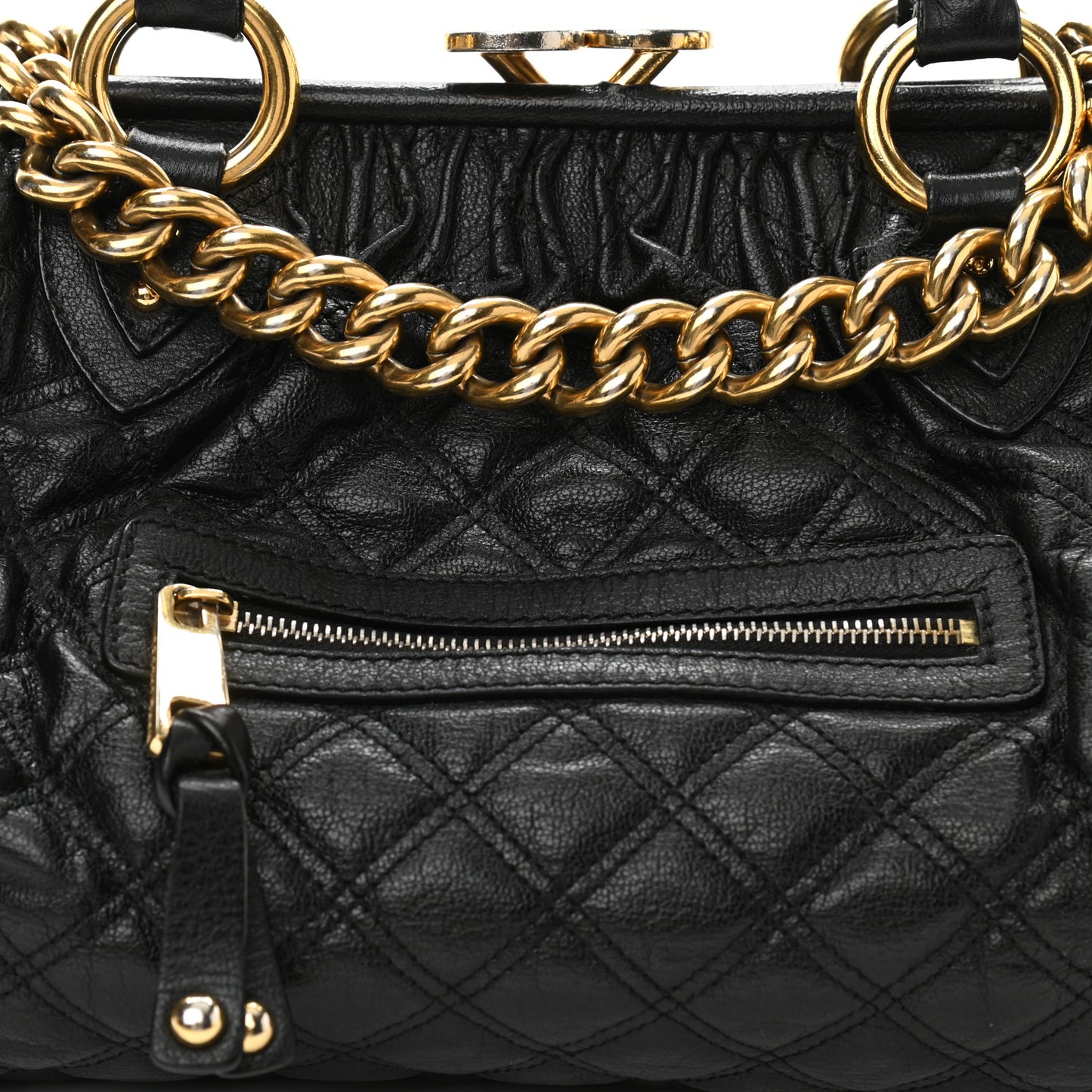 Calfskin Quilted Stam Black
