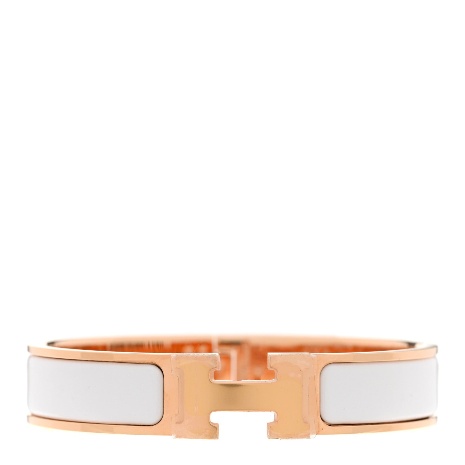 Hermes Enamel Narrow Clic Clac H Bracelet PM White 1 of 4