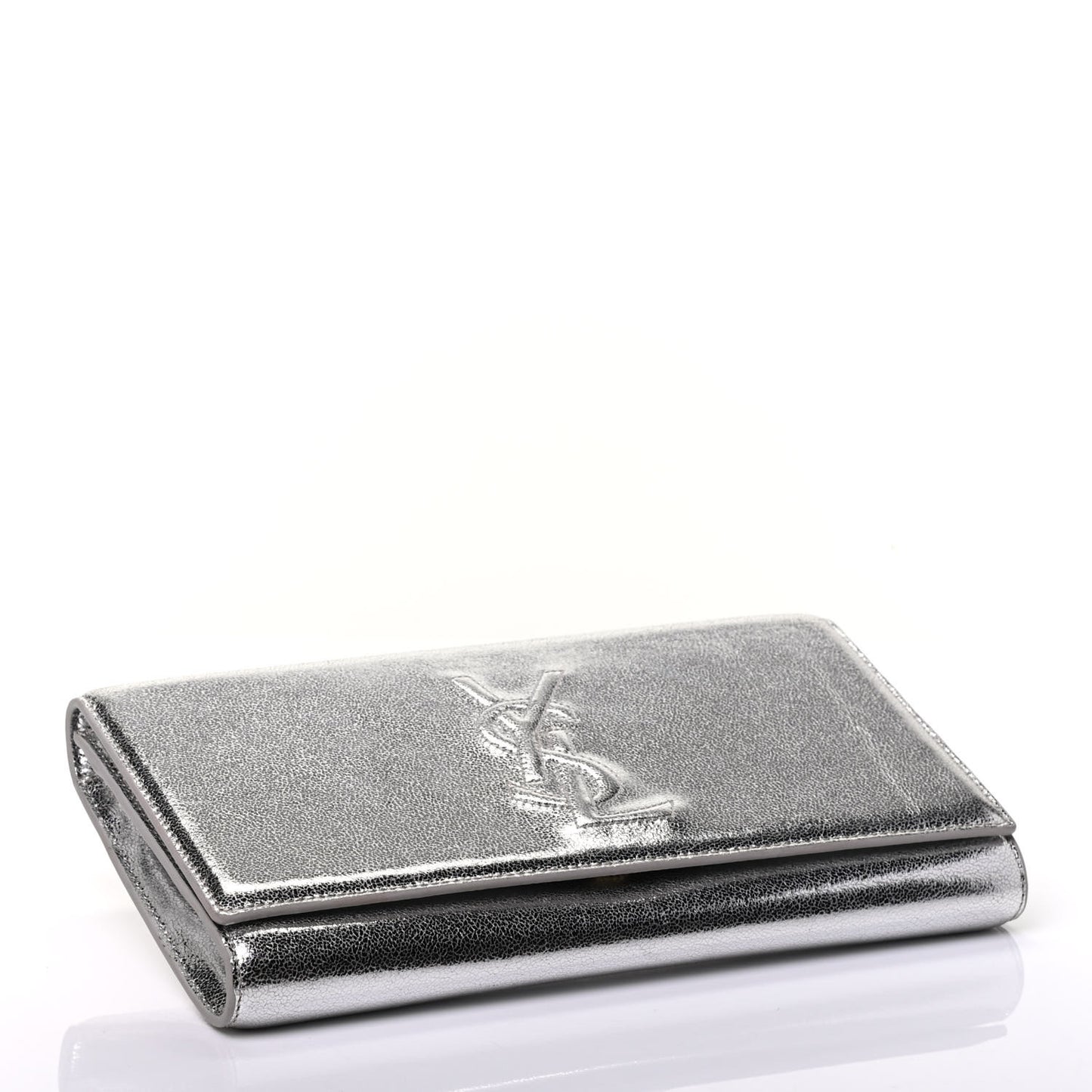 Metallic Calfskin Monogram Large Belle De Jour Clutch Silver