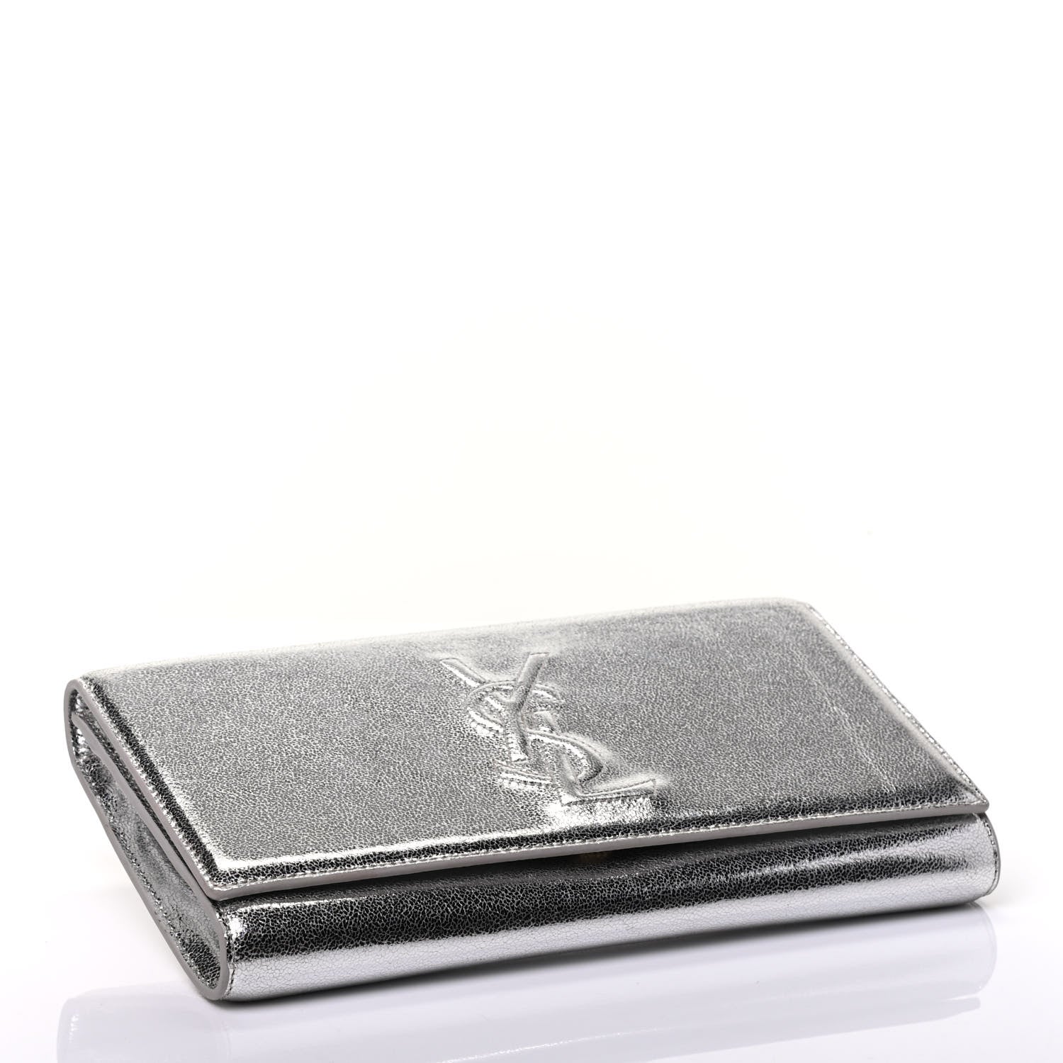 Saint Laurent Metallic Calfskin Monogram Large Belle De Jour Clutch Silver 4 of 7