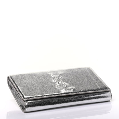 Saint Laurent Metallic Calfskin Monogram Large Belle De Jour Clutch Silver 4 of 7