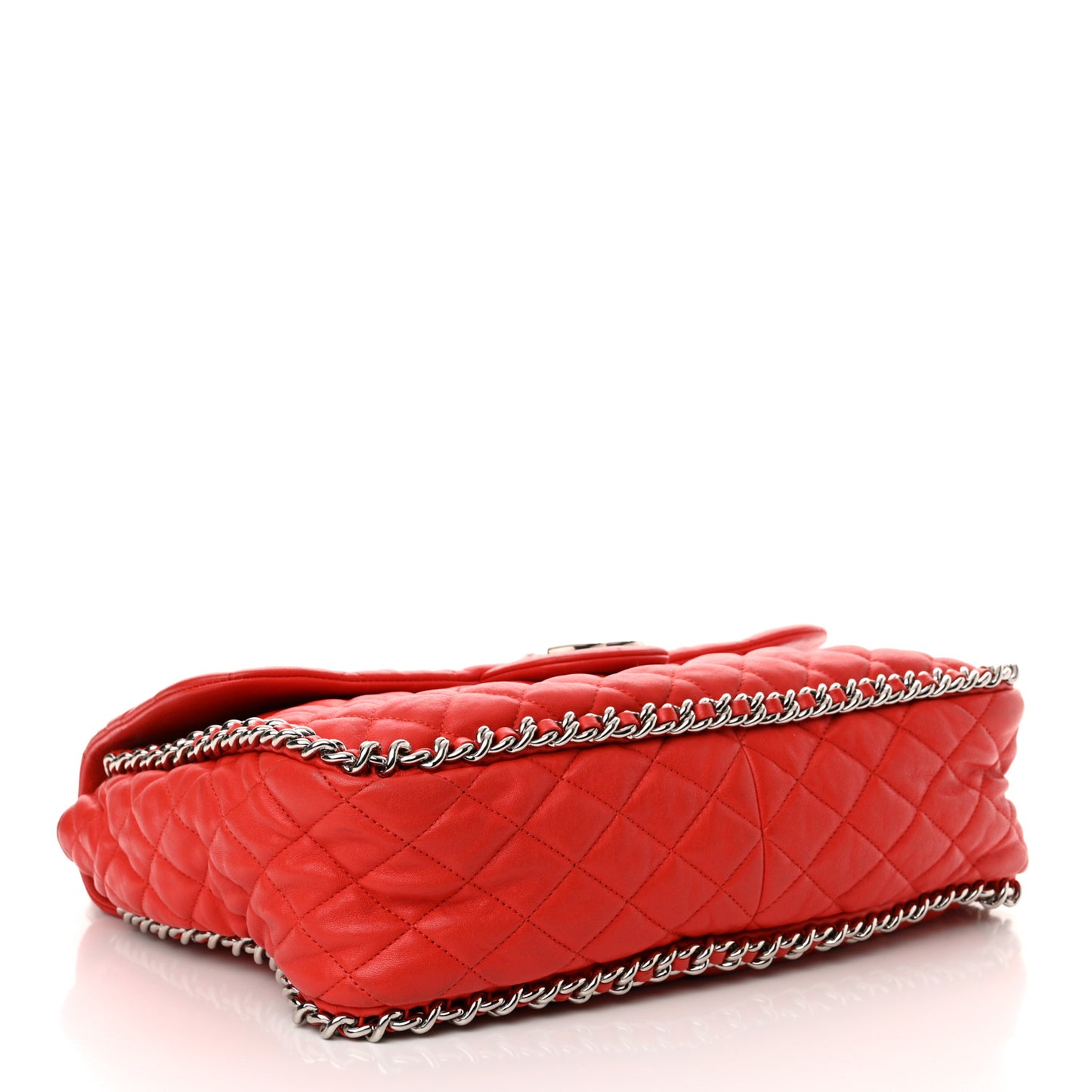 Washed Lambskin Quilted Maxi Chain Around Flap Red