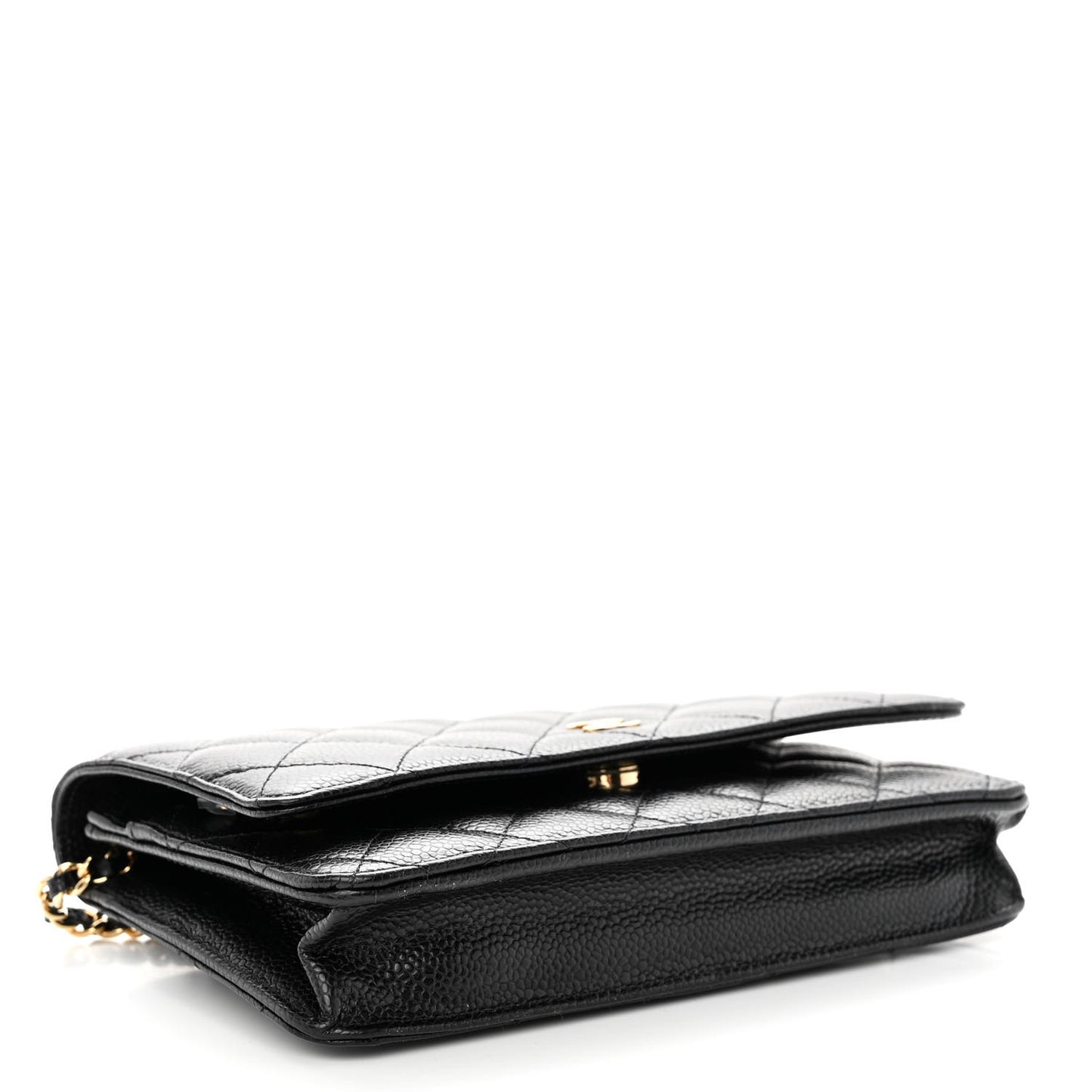 Caviar Quilted Wallet on Chain WOC Black