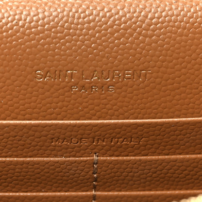 Saint Laurent Grain De Poudre Matelasse Chevron Monogram Envelope Chain Wallet Natural Dark 6 of 7