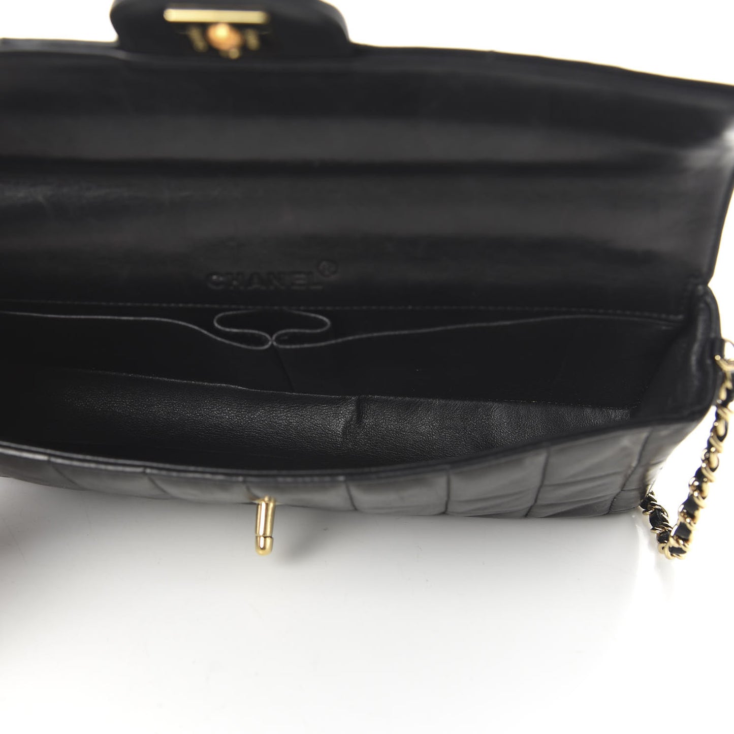 Lambskin East West Chocolate Bar Flap Black