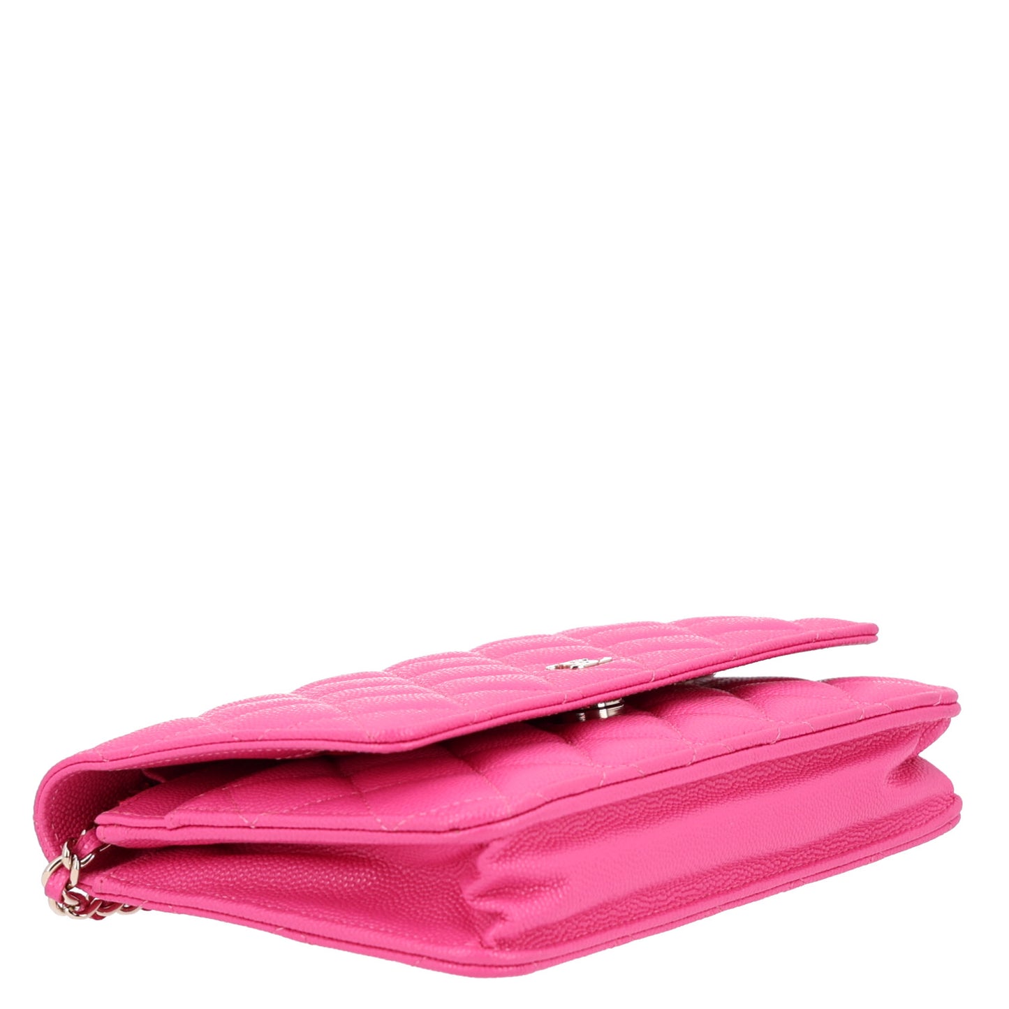 Caviar Quilted Wallet on Chain WOC Dark Pink