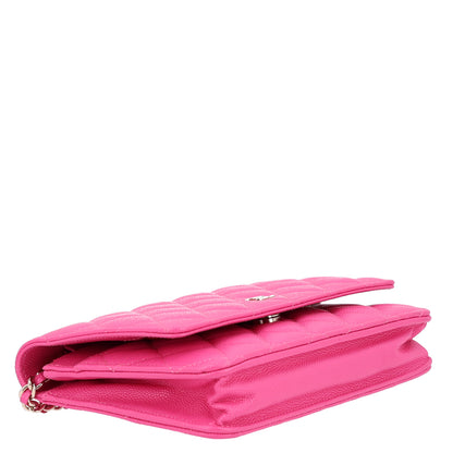 Chanel Caviar Quilted Wallet on Chain WOC Dark Pink 4 of 11
