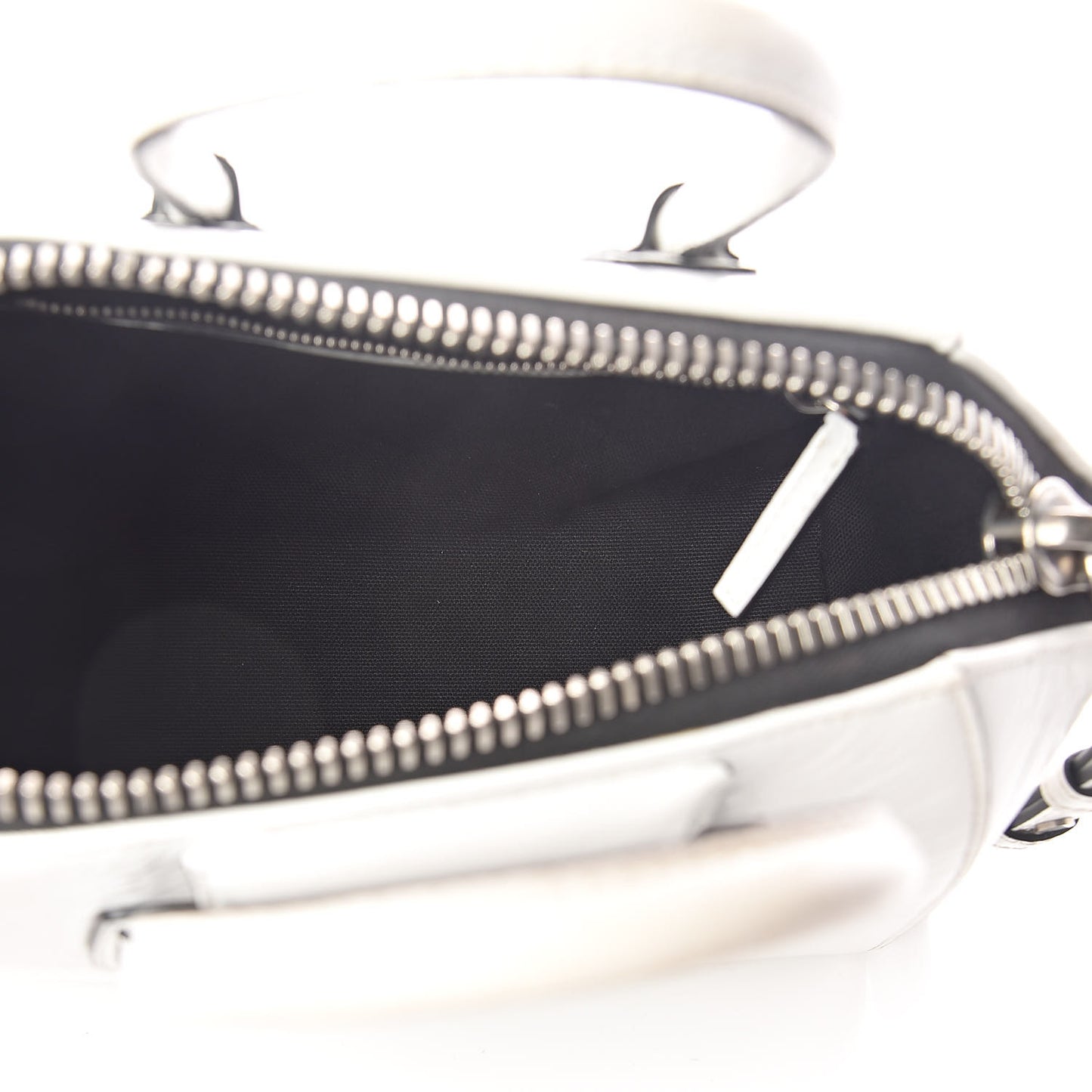 Crinkled Patent Calfskin Mini Antigona White