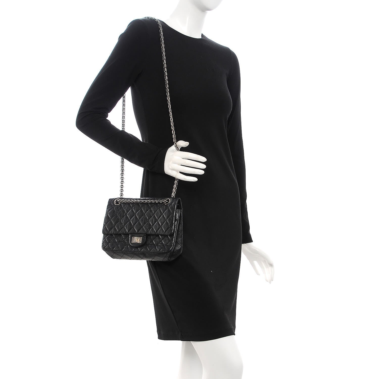 Chanel Aged Calfskin Quilted 2.55 Reissue 225 Flap Black 2 of 7