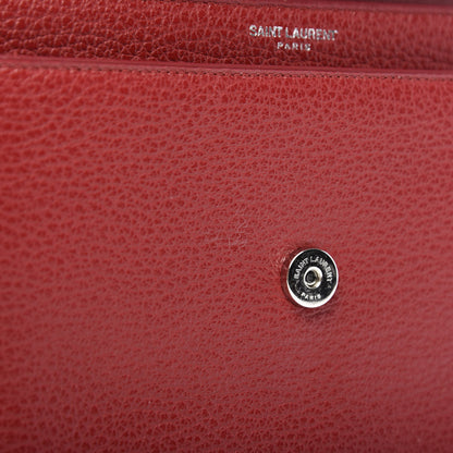 Saint Laurent Grained Calfskin Medium Monogram Sunset Satchel Red 10 of 10