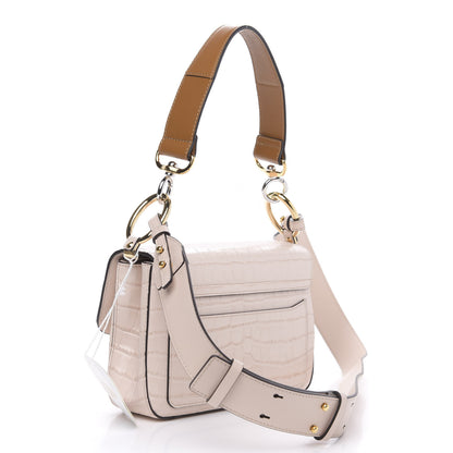 Chloe Calfskin Crocodile Embossed Small C Double Carry Cement Pink 4 of 10