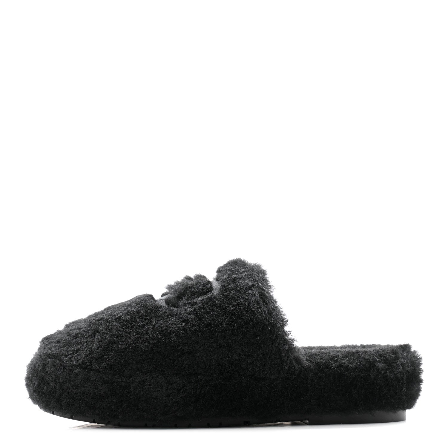 Chanel Fur CC Flat Mules 41 Black 1 of 14
