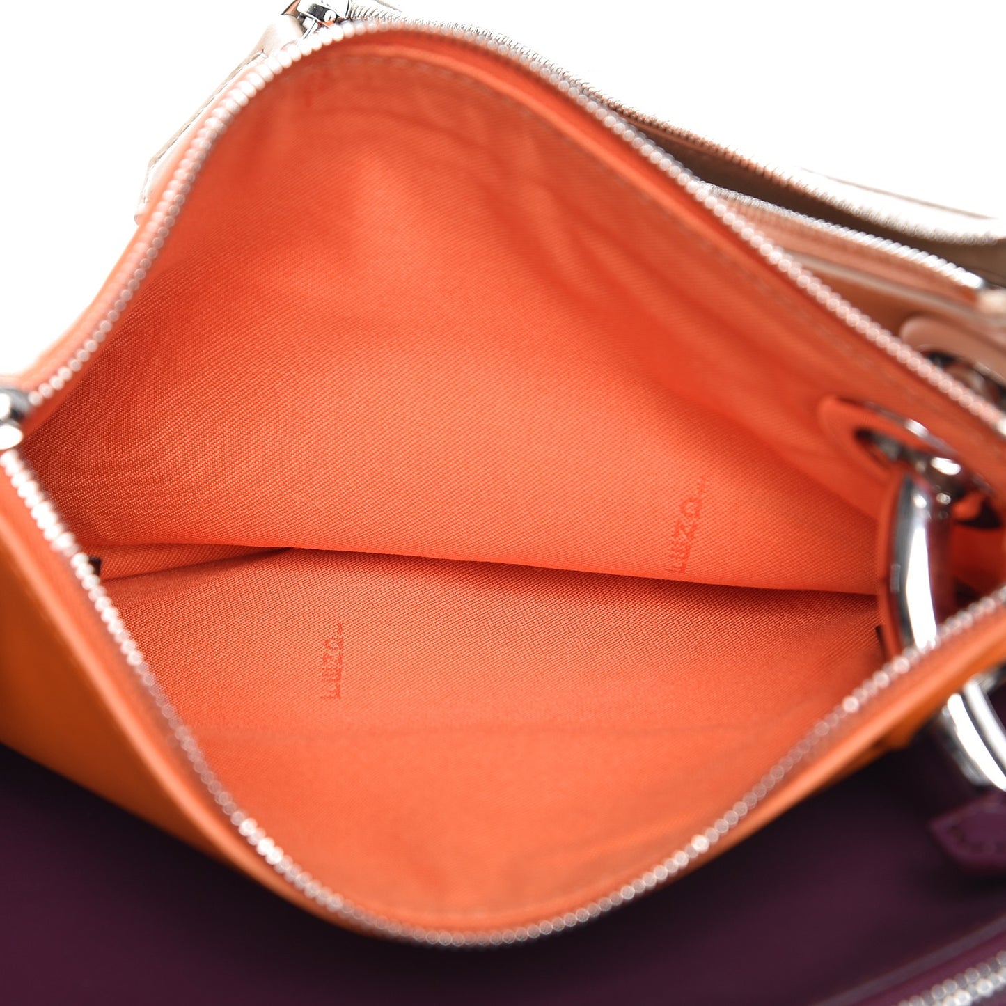 Calfskin Pearl F is Fendi Embellished Triplette Pouch Set Amido Papaya Amarone