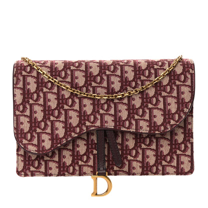 Christian Dior Oblique Saddle Chain Pouch Burgundy 1 of 14