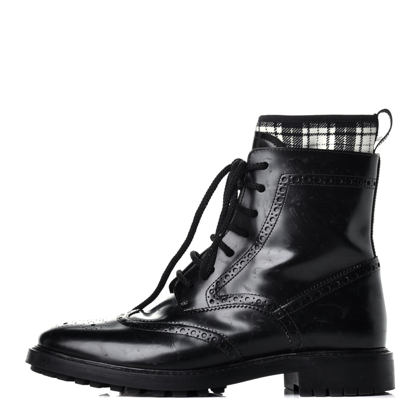 Calfskin Tartan D-Order Low Boot 39 Black White