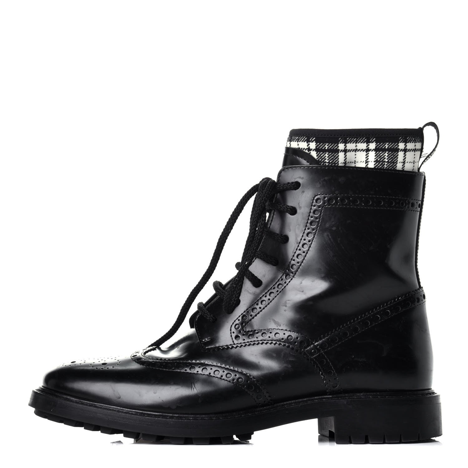 Christian Dior Calfskin Tartan D-Order Low Boot 39 Black White 1 of 7