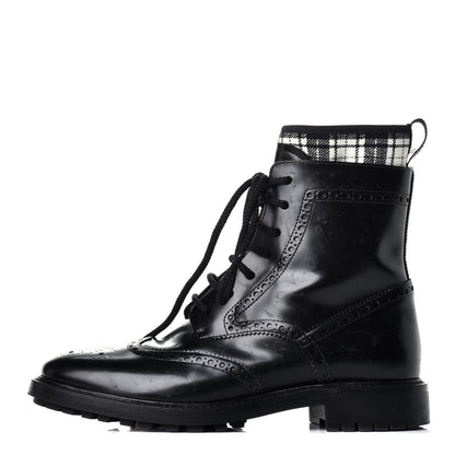 Christian Dior Calfskin Tartan D-Order Low Boot 39 Black White 1 of 7