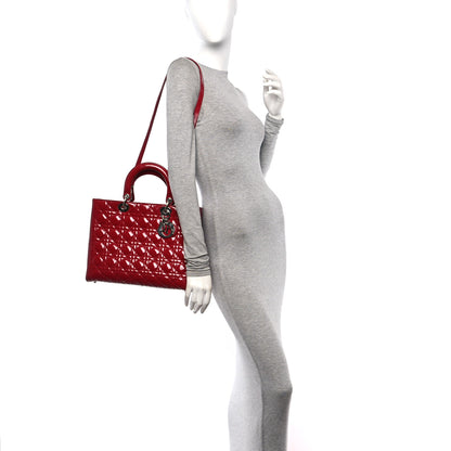 Christian Dior Patent Cannage Large Lady Dior Red 2 of 11