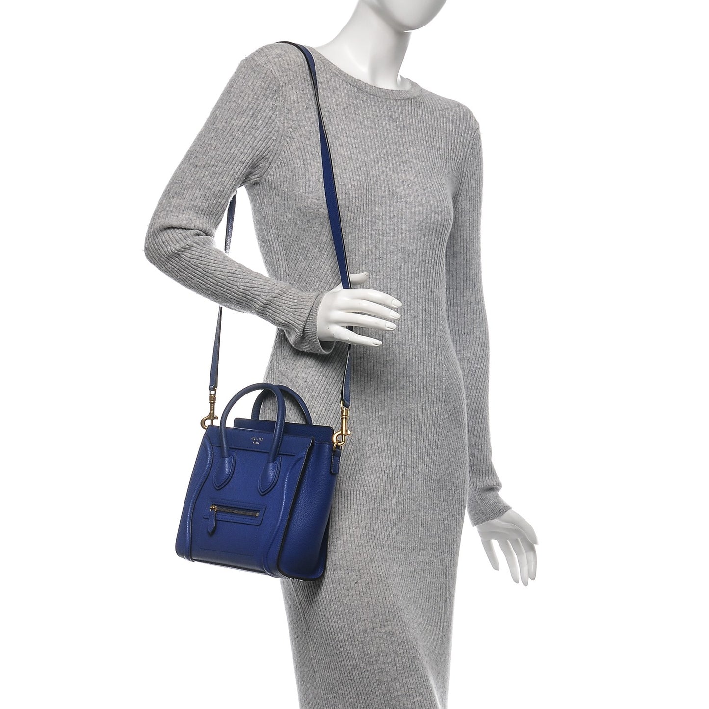 Drummed Calfskin Nano Luggage Indigo