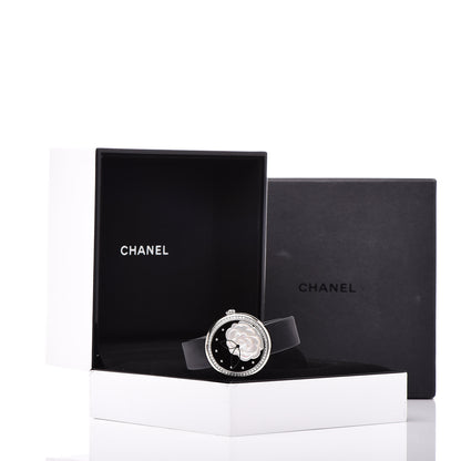 Chanel 18K White Gold Satin Diamond Bezel Onyx Mother of Pearl 37.5mm Mademoiselle Prive Quartz Watch Black 9 of 9